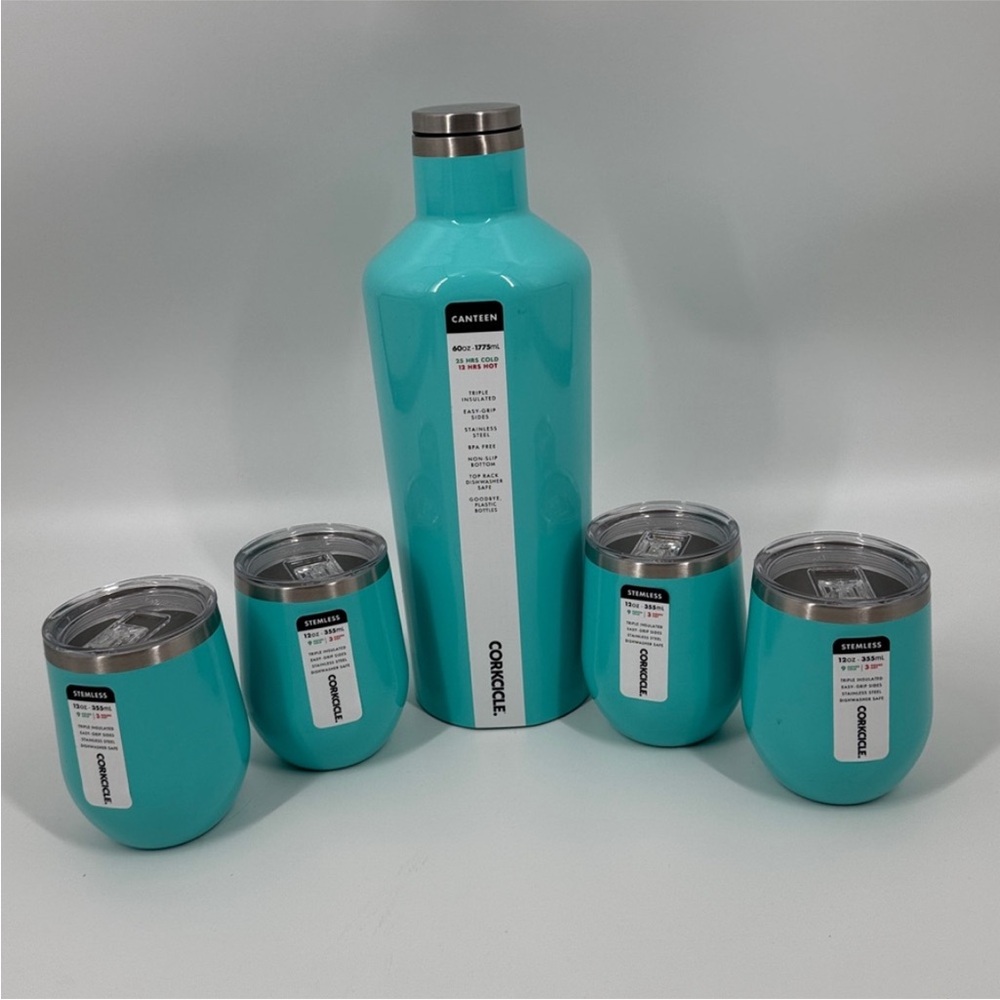 Corkcicle Turquoise Canteen and Tumbler Set NWT - Picture 2 of 5